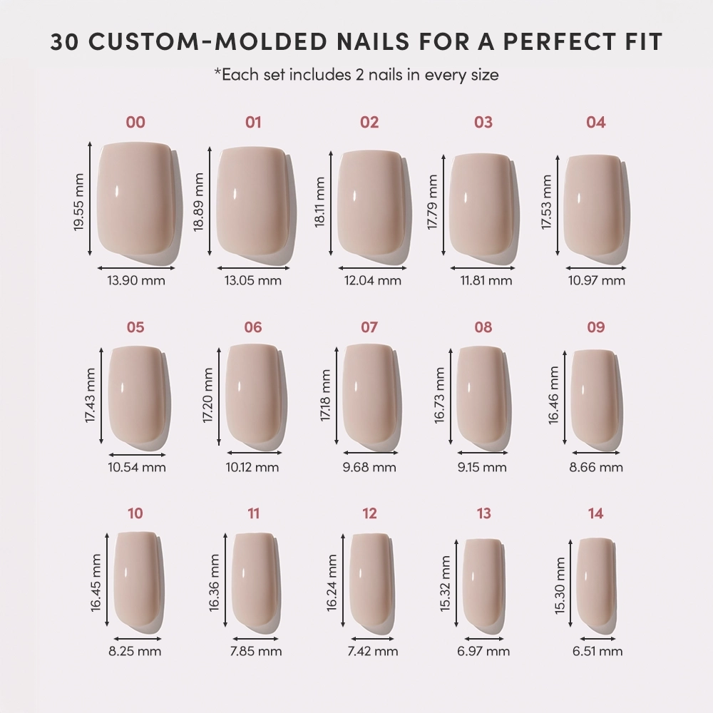 Bare Bliss Press-On Nails | Medium Square | Grey Nude