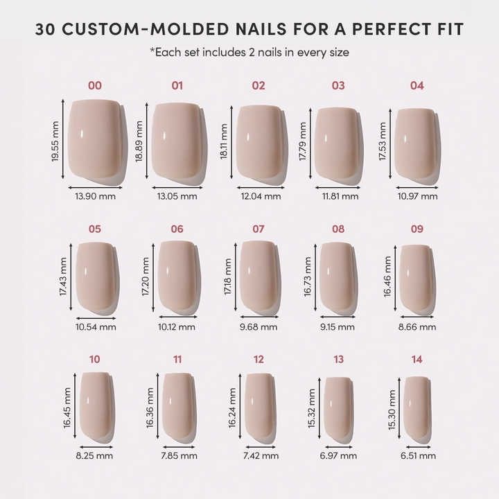 Bare Bliss Press-On Nails | Medium Square | Grey Nude