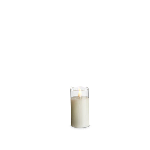 Clear Glass Ivory Pillar Candle