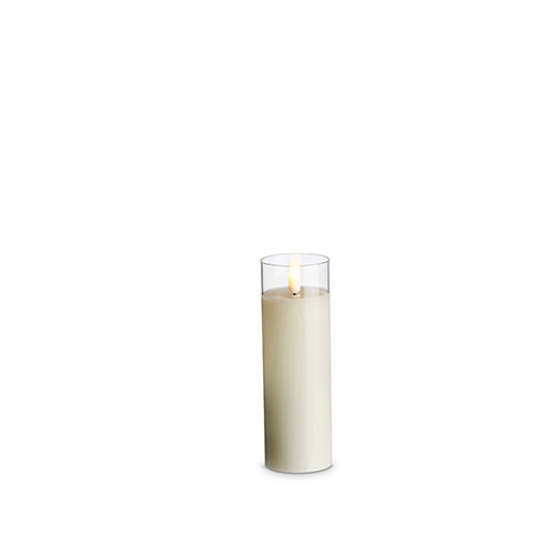 Clear Glass Ivory Pillar Candle