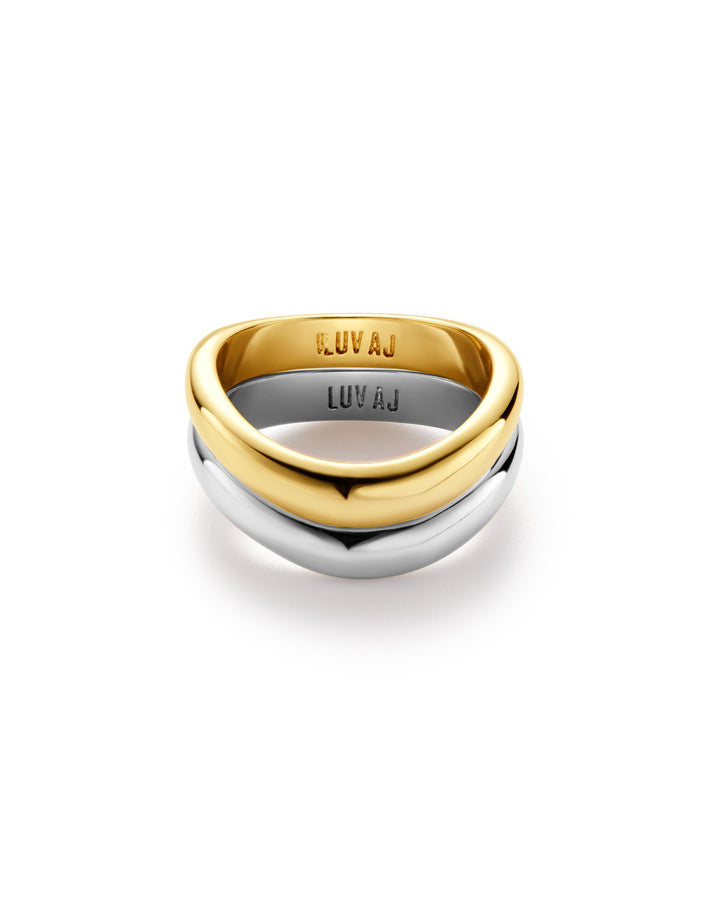 Two-Tone Wave Ring Set