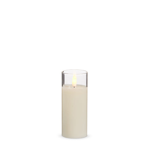 Clear Glass Ivory Pillar Candle