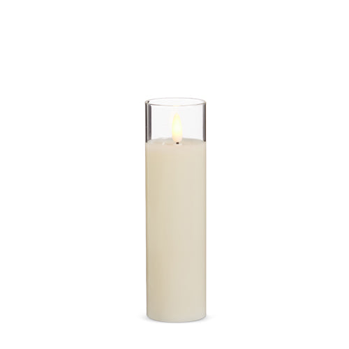 Clear Glass Ivory Pillar Candle