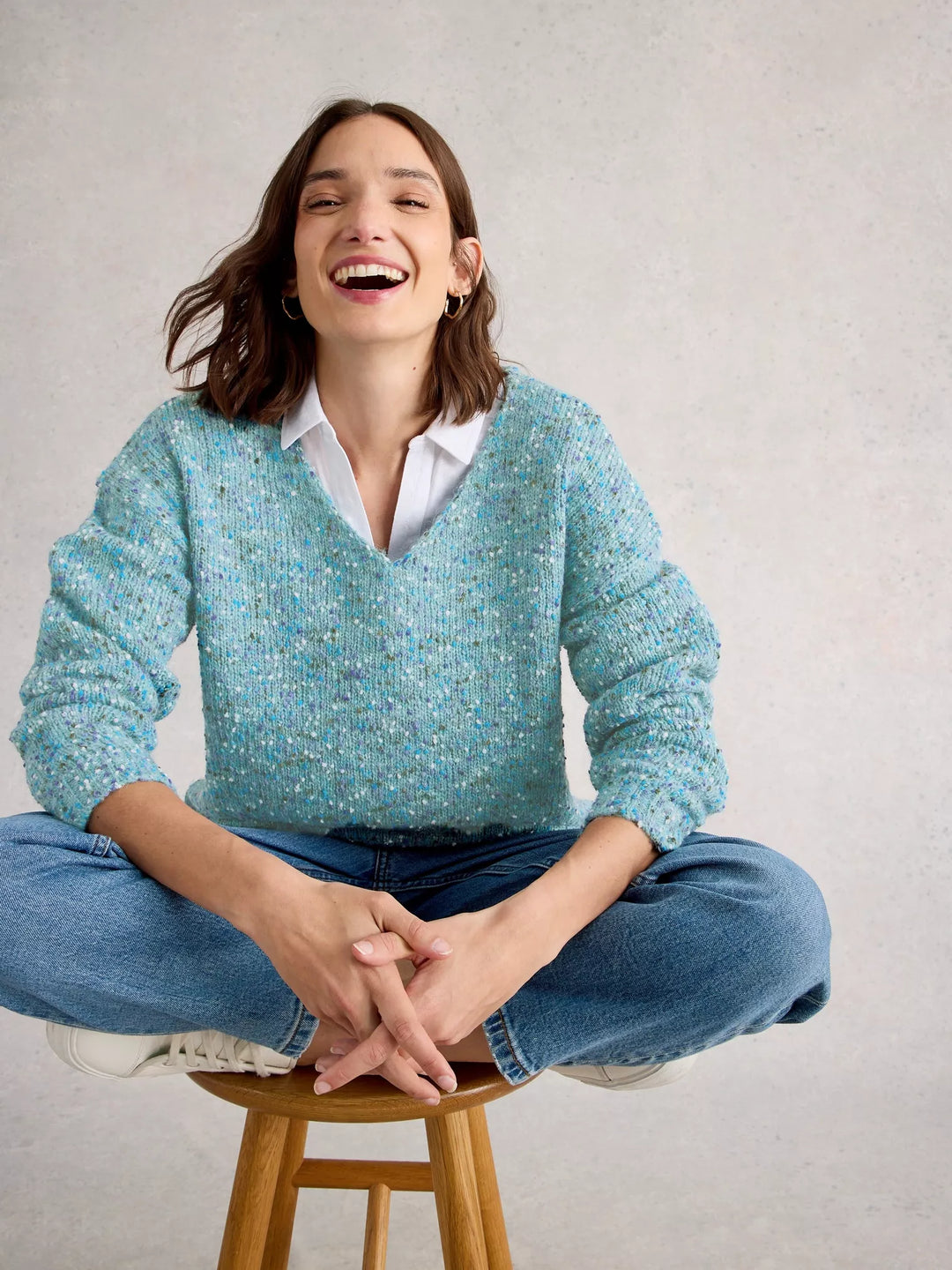 Texture V Neck Jumper