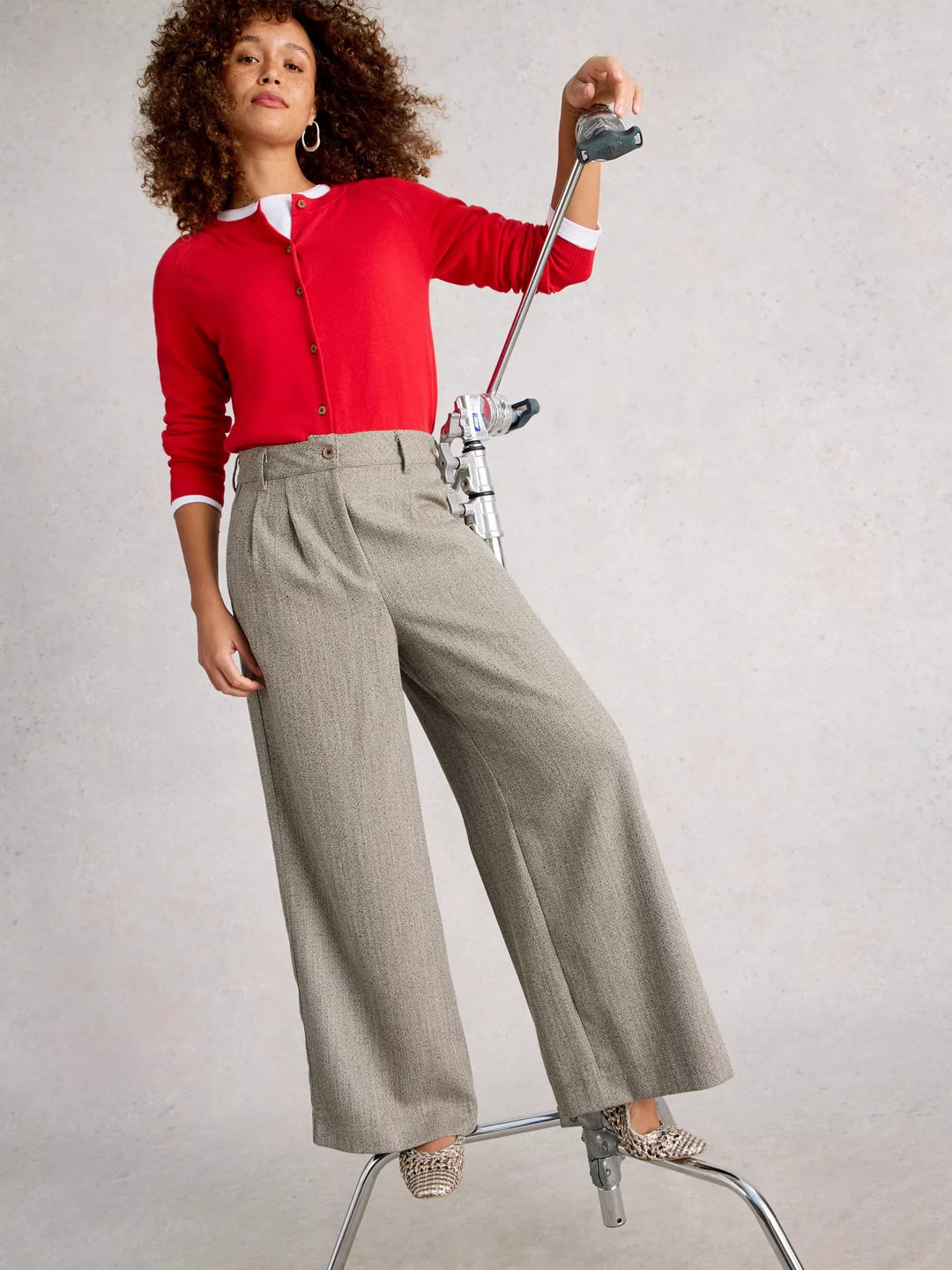 Sasha Wide Leg Tweedy Trousers