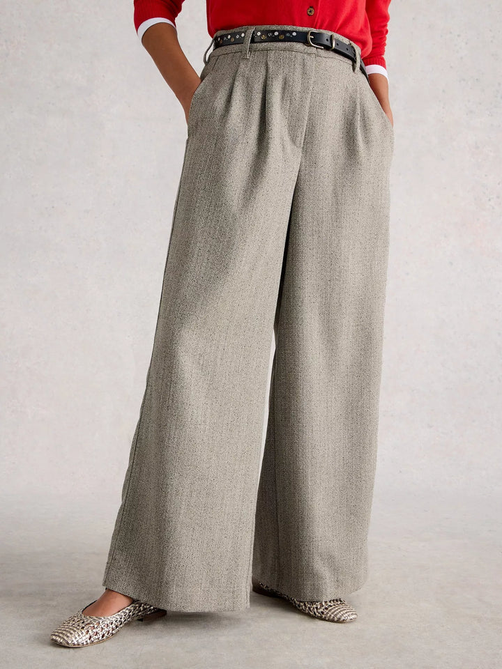 Sasha Wide Leg Tweedy Trousers