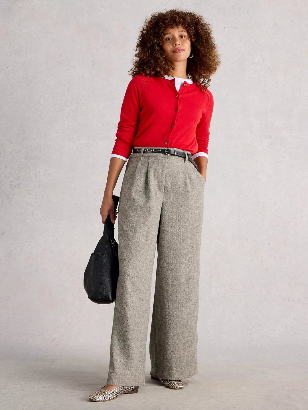 Sasha Wide Leg Tweedy Trousers