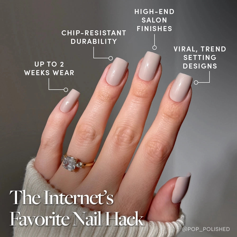 Bare Bliss Press-On Nails | Medium Square | Grey Nude