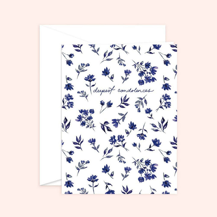 Deepest Condolences Navy Floral Card