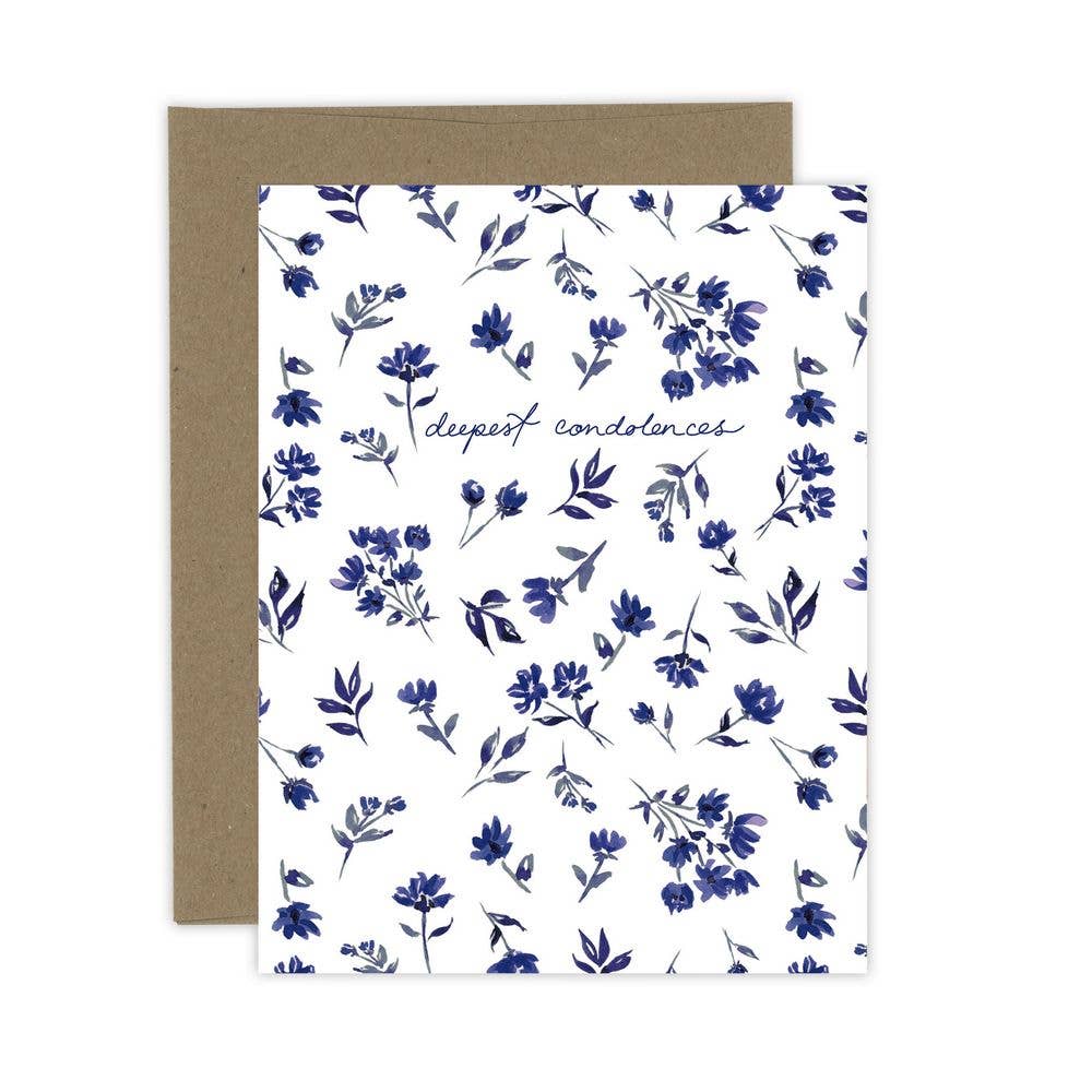 Deepest Condolences Navy Floral Card