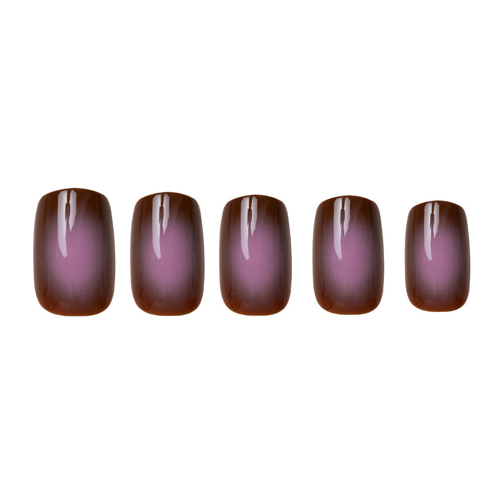 Eclipse Press-On Nails| Brown Aura Hue | Short Squoval Shape