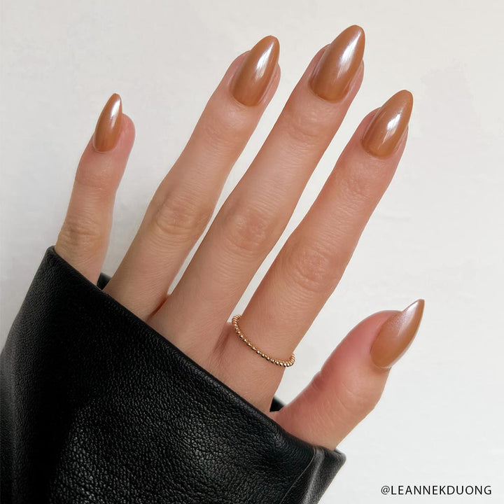 Maple Glaze Press-On Nails | Brown Taupe | Short Almond