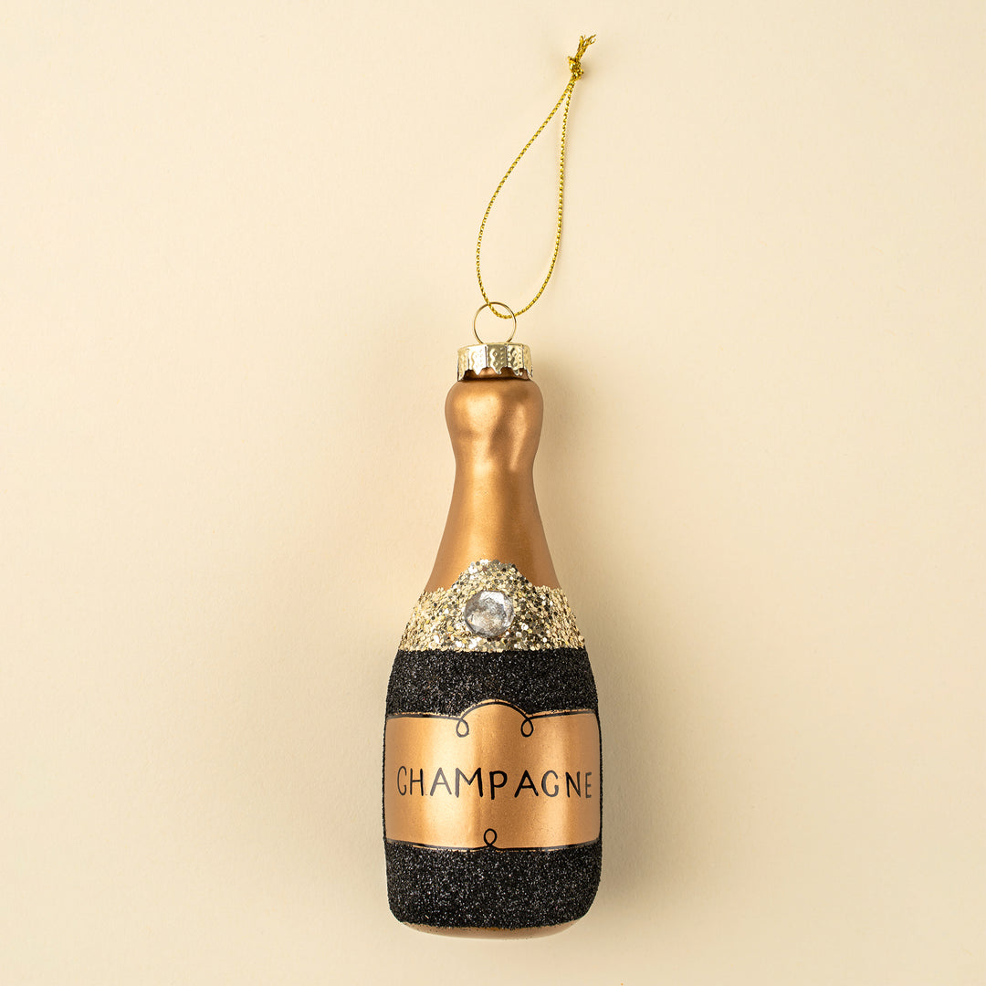 Champagne Sparkle Ornament Black