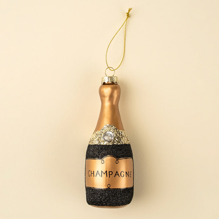 Champagne Sparkle Ornament Black