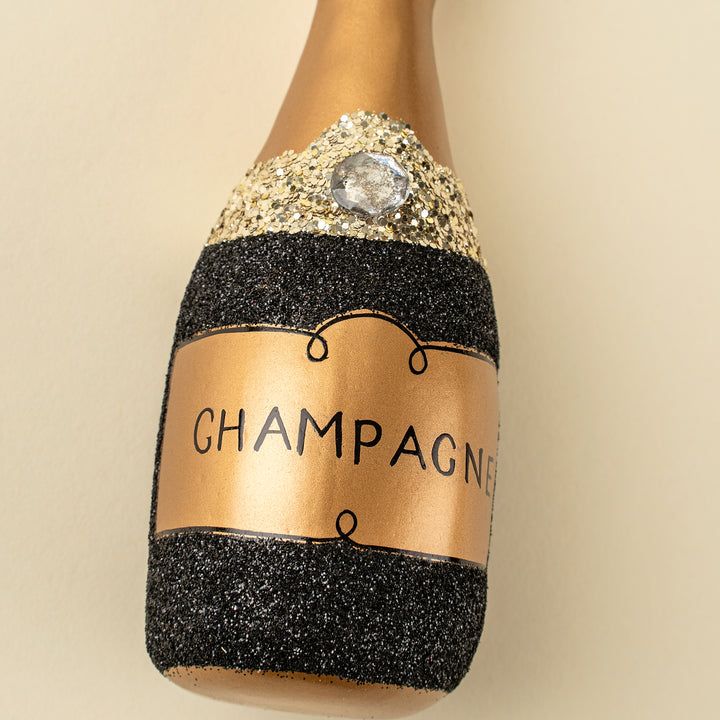 Champagne Sparkle Ornament Black