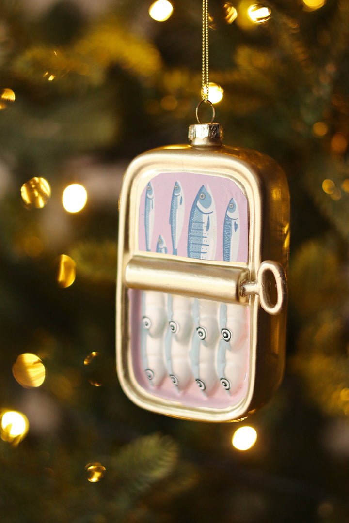 Sardine Tin Glass Ornament