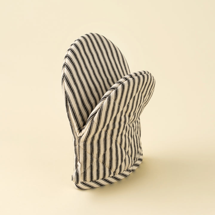 Black Ticking Oven Mitt
