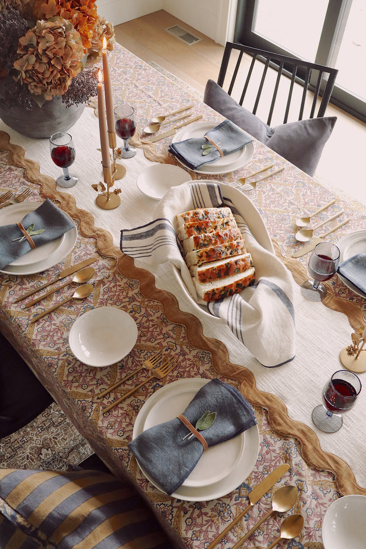 Luna Vine Block Print Tableclcloth