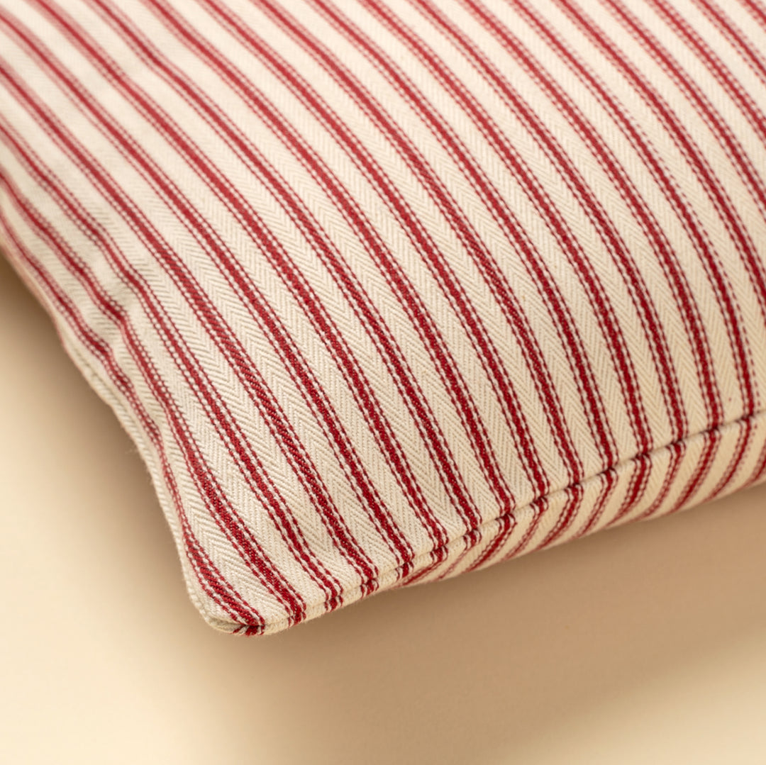 Red Ticking Pillow Cover Only