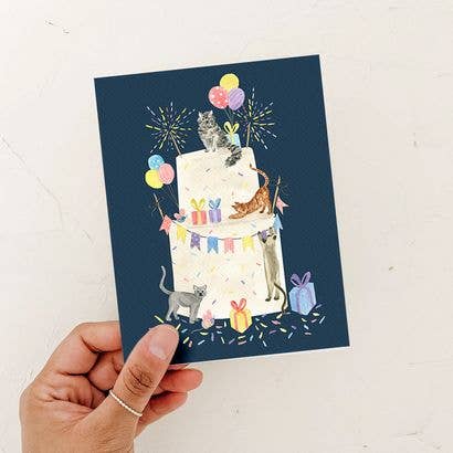 Party Cat Cake Birthday Card
