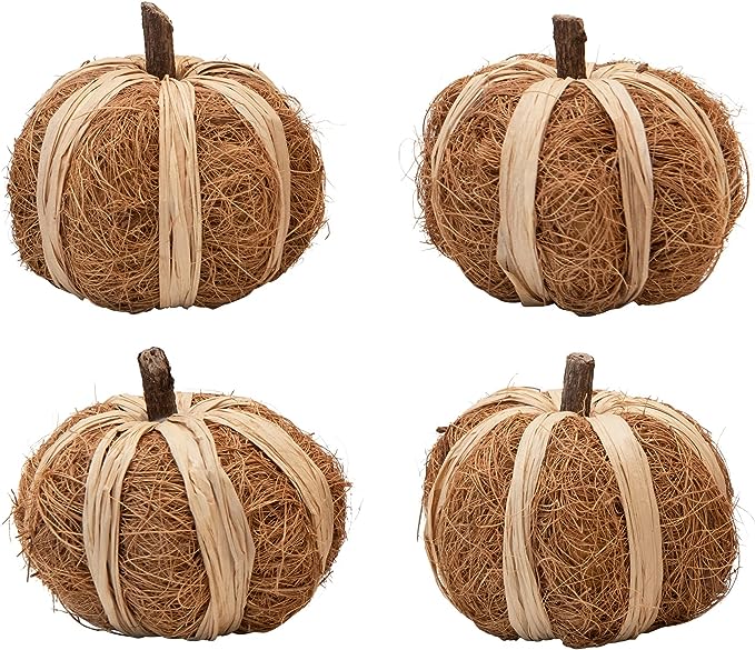 Coco Fiber & Raffia Pumpkin