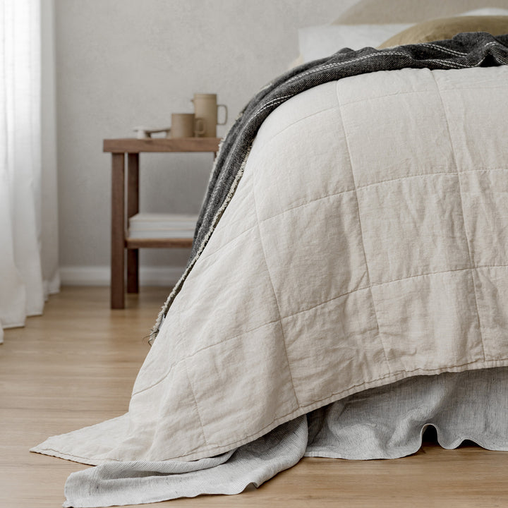 Linen Quilted Bed Cover
