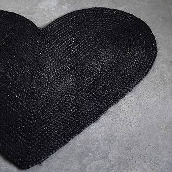 Braided Jute & Cotton Heart Rug Black