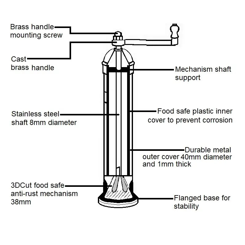 Brass Mill 8" Salt Grinder