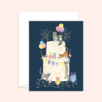 Party Cat Cake Birthday Card