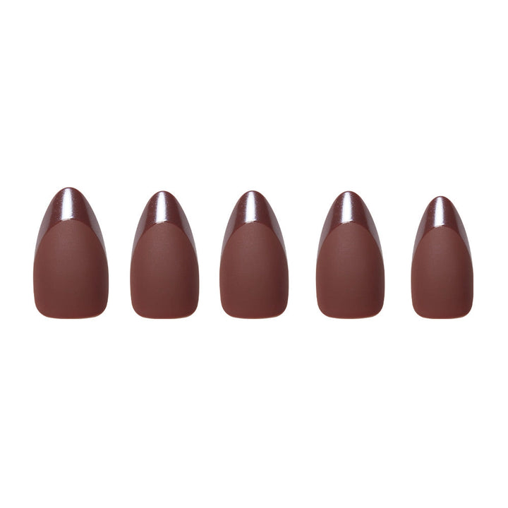 Terra Press-On Nails | Dark Brown | Short Almond Nails