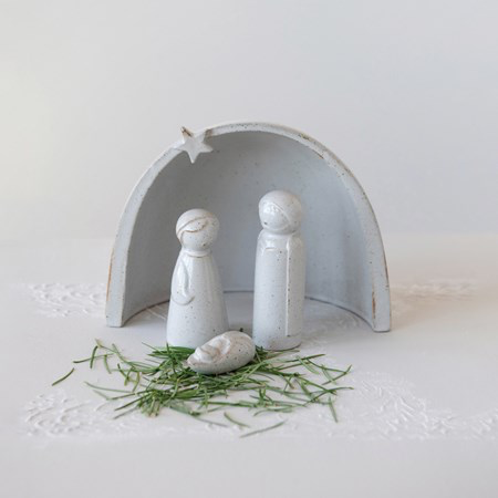 Grey Stoneware Nativity Set (SetOf4)