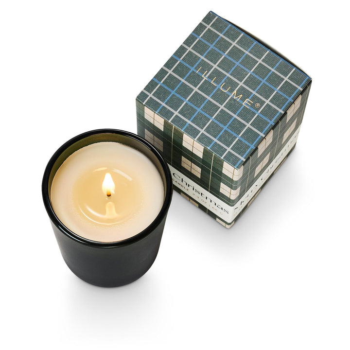 Green Plaid Boxed Votive Candle - Balsam & Cedar