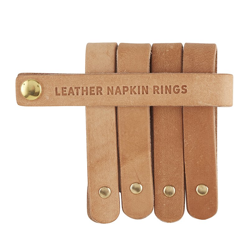 Leather Napkin Rings Set/4