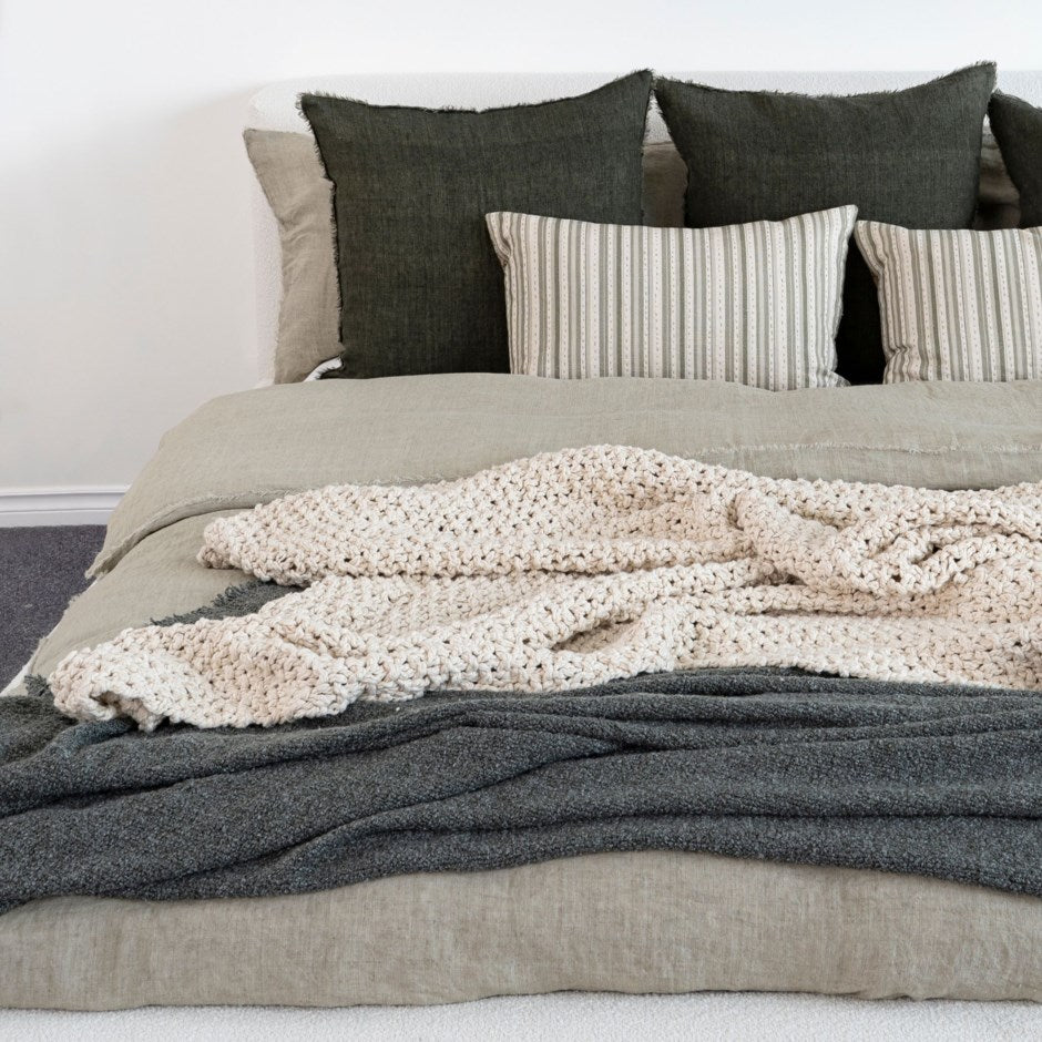 Fringed Boucle Bed Blanket
