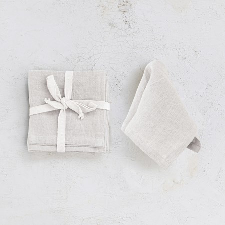 Stone Washed Linen Cocktail Napkin (SetOf4)