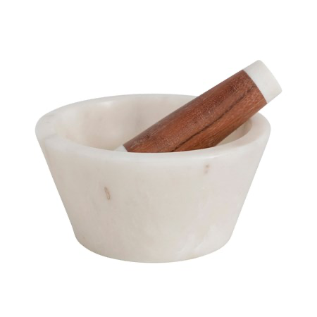 Marble & Acacia Wood Mortar & Pestle