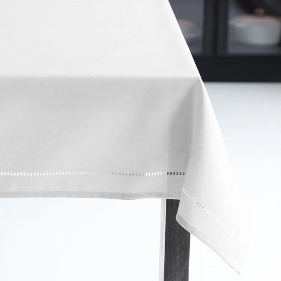 White Loft Hemstitch Table Cloth