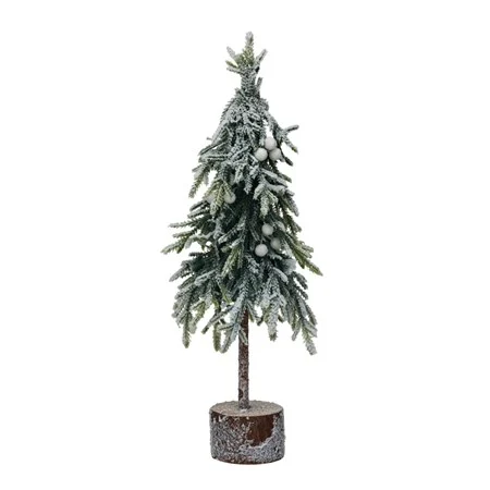 Faux Fir Tree with Wood Base Snow Finish