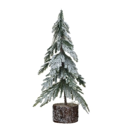 Faux Fir Tree with Wood Base Snow Finish