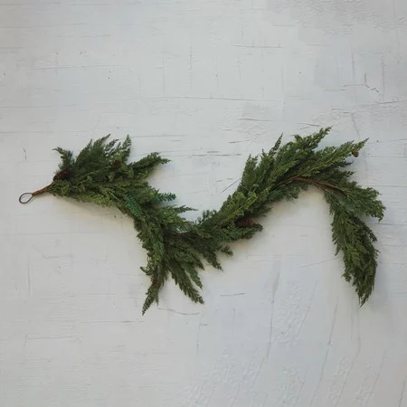 Faux Spruce & Pine Garland with Natural Pinecone