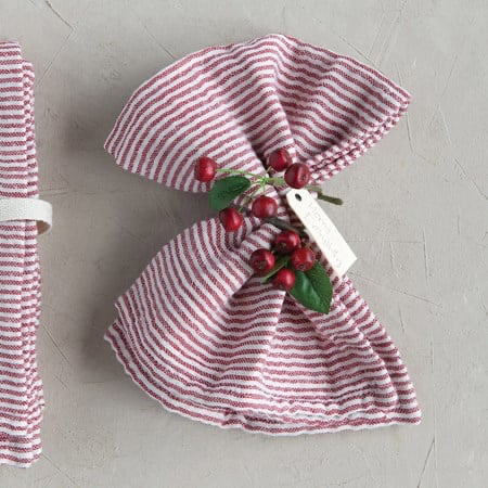 Square Cotton Napkins with Stripes (SetOf4)