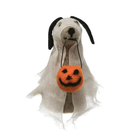 Wool Felt Dog In Ghost Costume