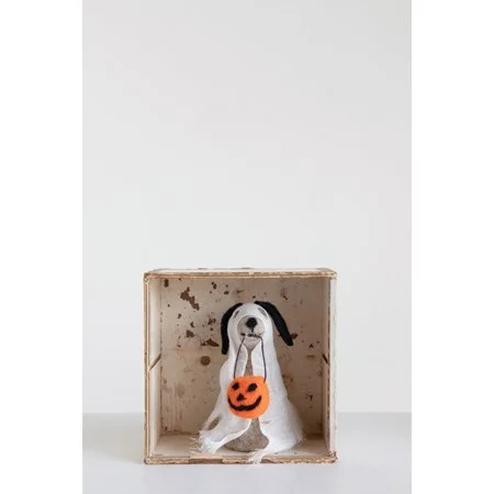 Wool Felt Dog In Ghost Costume