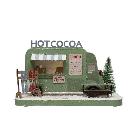 Paper Hot Cocoa Truck In Winter Scene