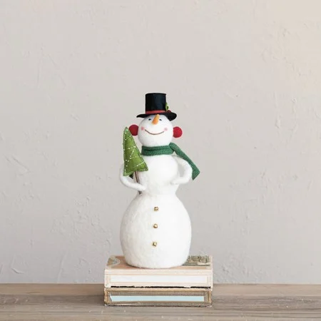 Wool Snowman with Christmas Tree