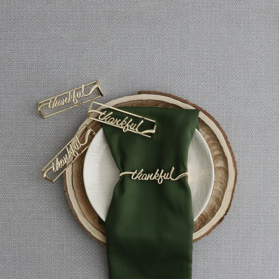 Gold Thankful Napkin Ring (SetOf4)