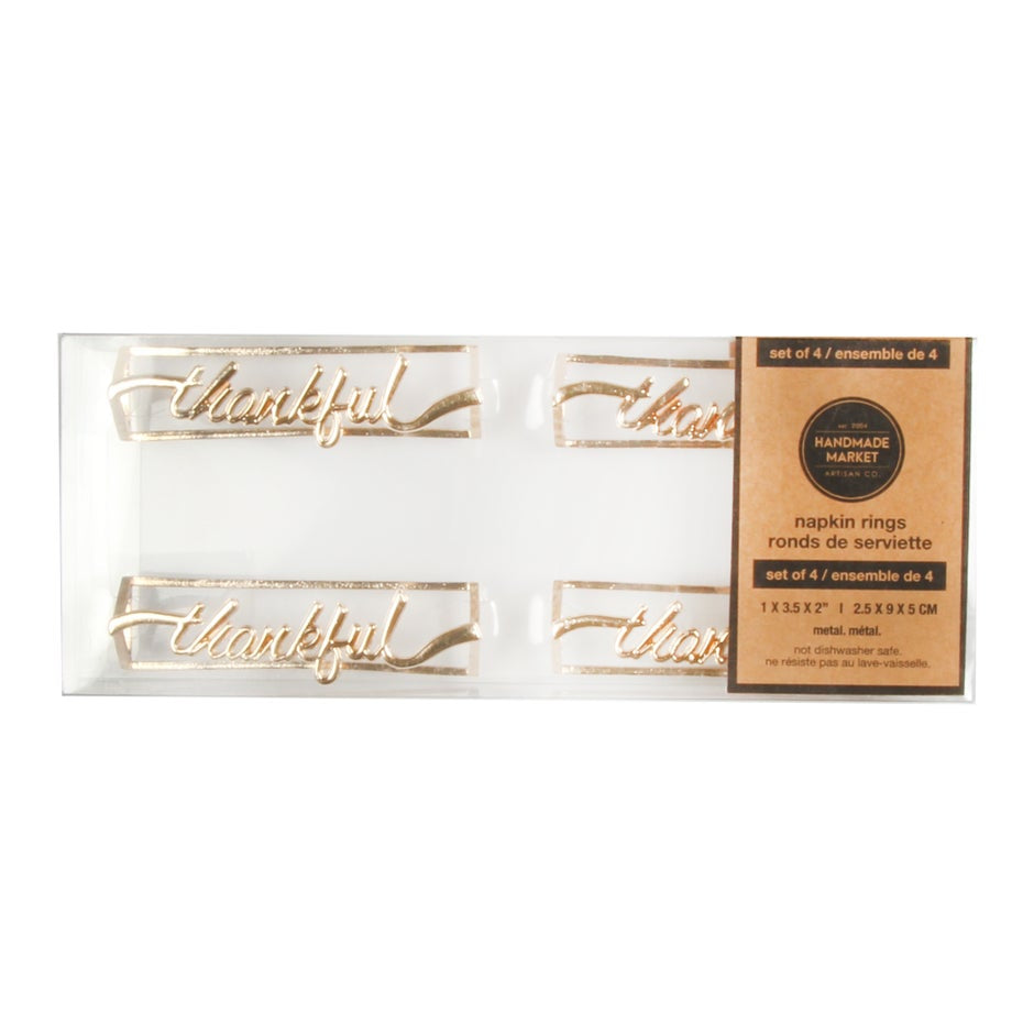 Gold Thankful Napkin Ring (SetOf4)