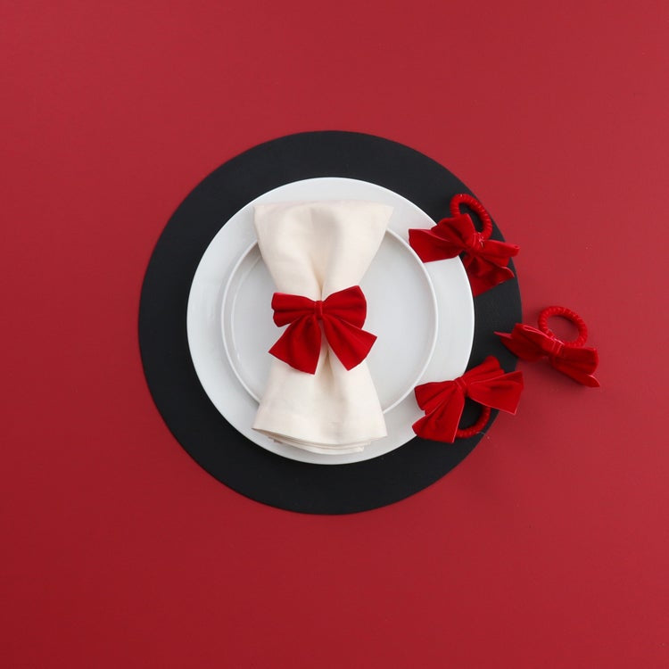 Red Velvet Bow Napkin Ring (SetOf4)