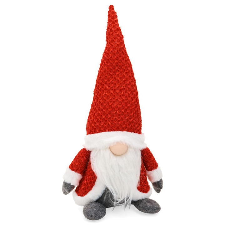 Red Sitting Gnome with Knitted Hat