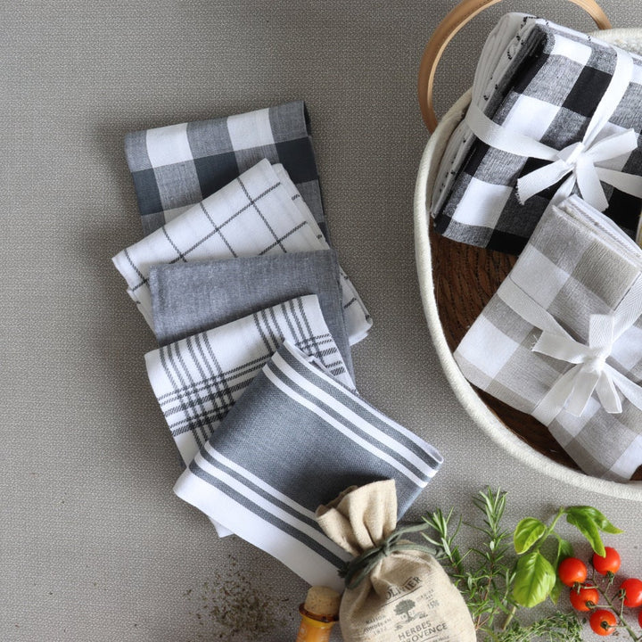 Tea Towel Multi Stripe Black (SetOf5)